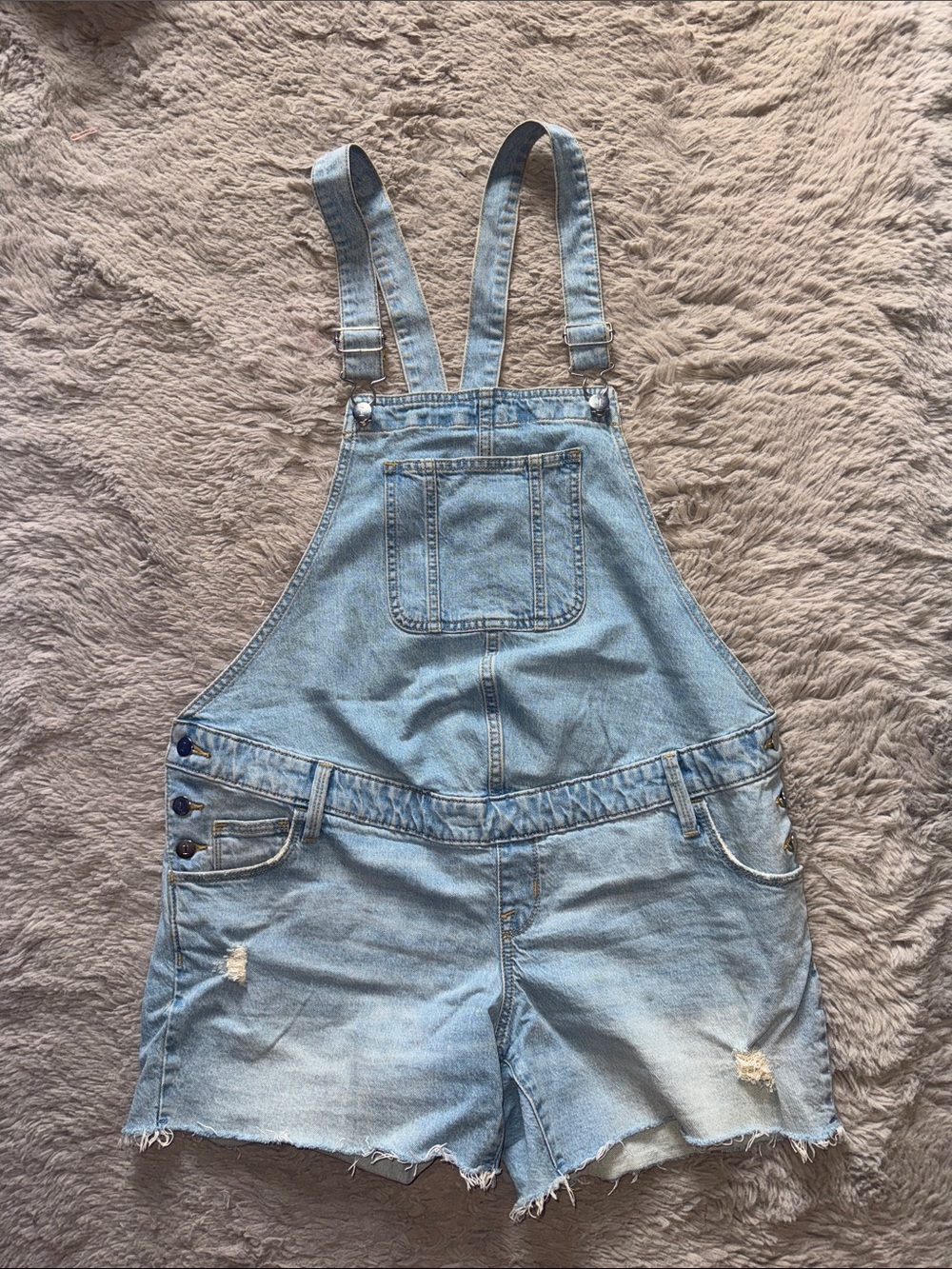 Light Blue Denim maternity Overalls for Women